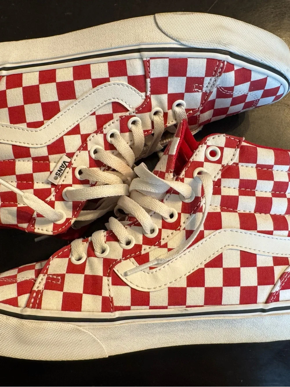 Vans Sk8-Hi Red/White Checkerboard High Top Sneakers – Women’s Size 8